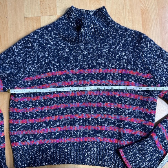 La Ligne Mini Marin Cropped High Neck Striped Wool Cashmere Sweater Lg - Picture 8 of 9